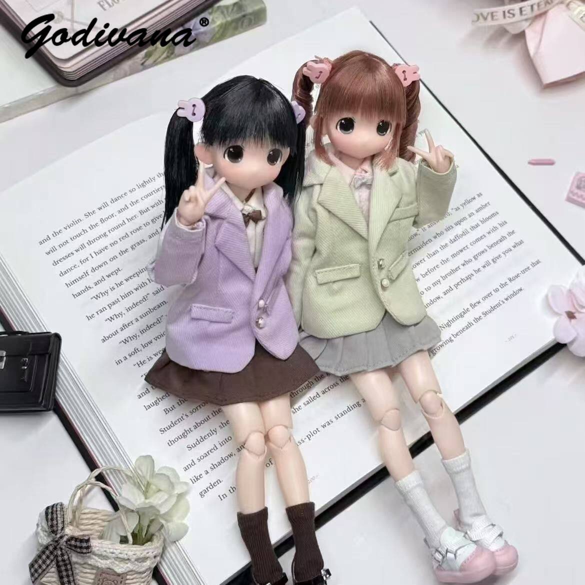 Bjd Doll 1 6 Full Set With Clothes - Blythe/OB22/24/azone Doll Clothes Sweet Cute Autumn